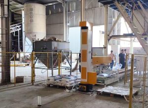 robotic palletizing system for dry mortar