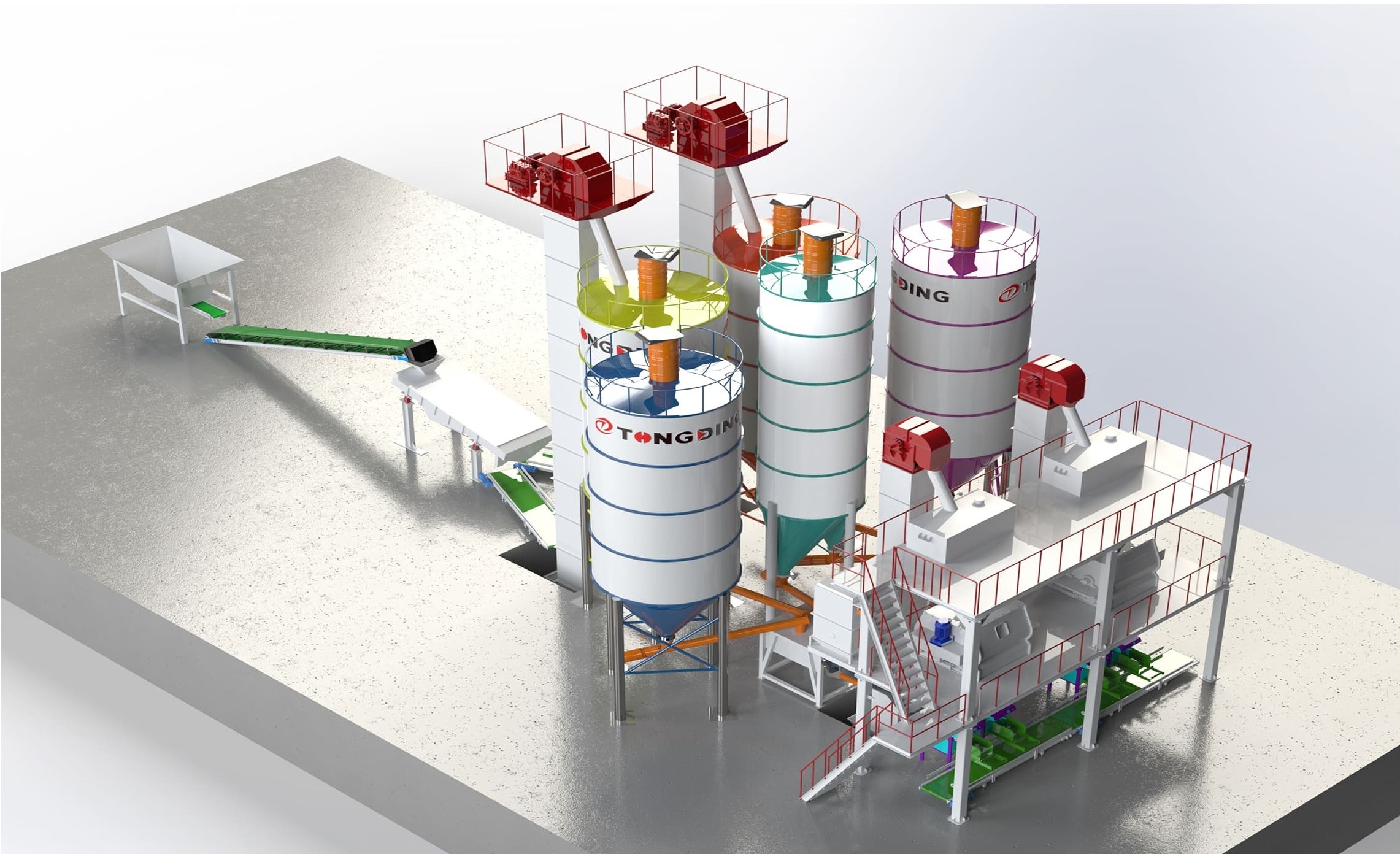 Multiple mortar production lines