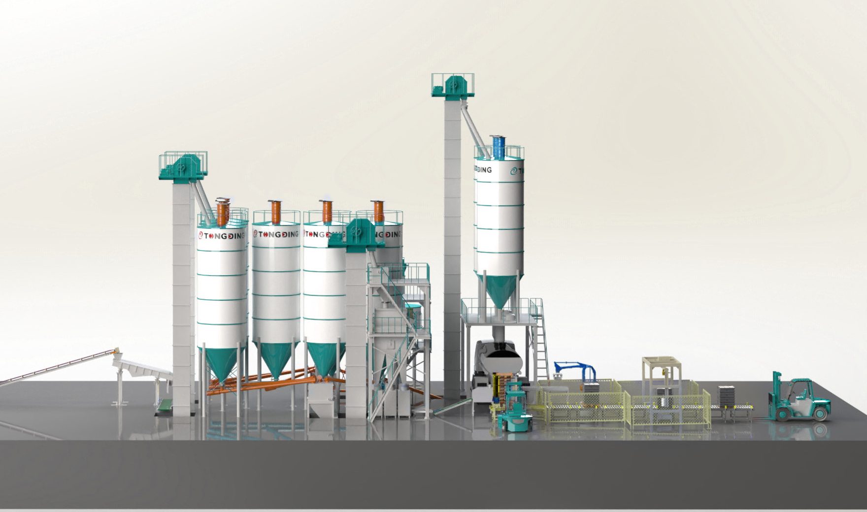 Complete dry-mix mortar production plant